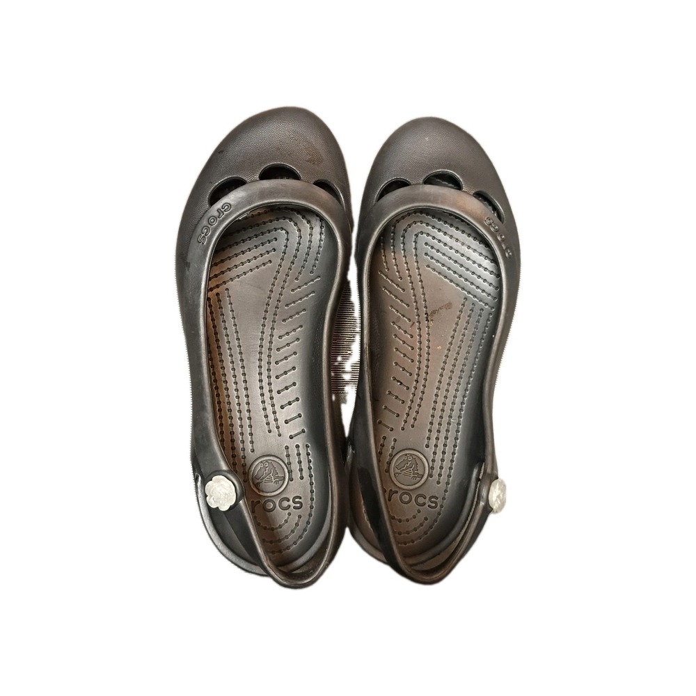 Crocs Olivia Flats Women’s Size 8 Black Slingback With a Rhinestone Accent